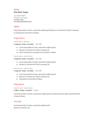 google docs entry level resume example template coral