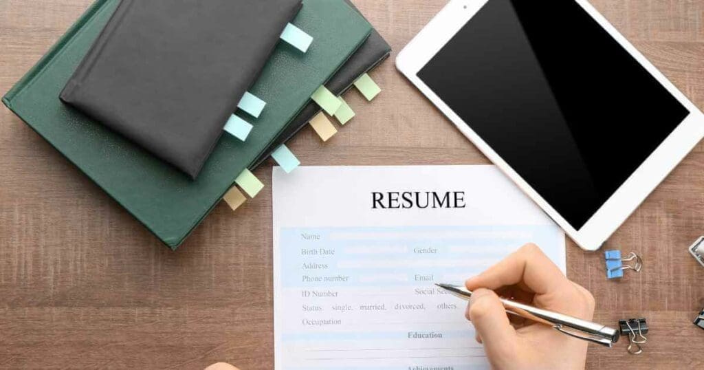 job seeker bringing resume to job interview